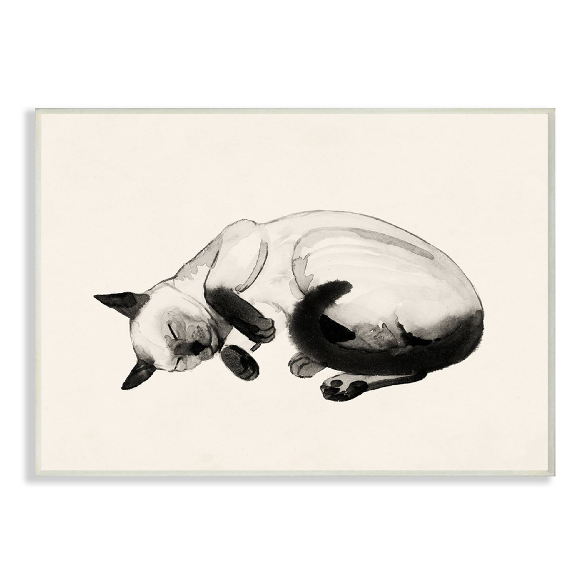 Stupell Industries Siamese Cat Nap Minimal Relaxed Pet Wall Plaque